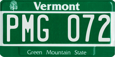 VT license plate PMG072