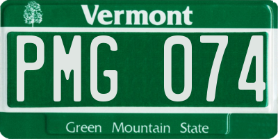 VT license plate PMG074