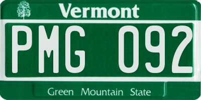 VT license plate PMG092