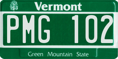 VT license plate PMG102