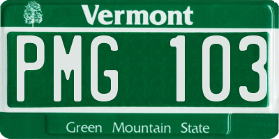 VT license plate PMG103