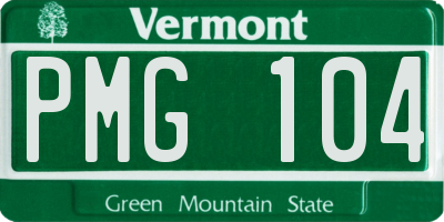 VT license plate PMG104
