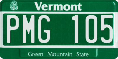 VT license plate PMG105