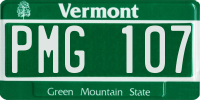 VT license plate PMG107