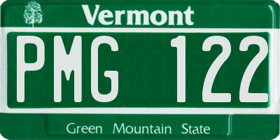 VT license plate PMG122