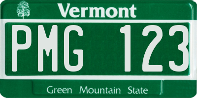 VT license plate PMG123