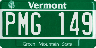 VT license plate PMG149