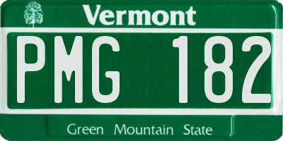 VT license plate PMG182
