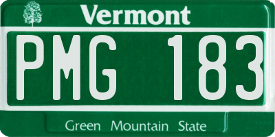 VT license plate PMG183