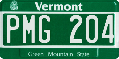 VT license plate PMG204