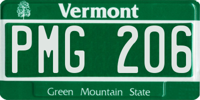 VT license plate PMG206