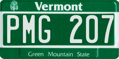 VT license plate PMG207
