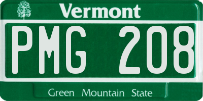 VT license plate PMG208