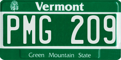 VT license plate PMG209