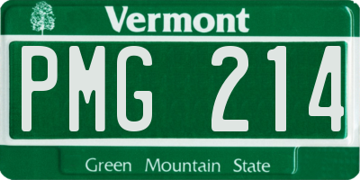 VT license plate PMG214