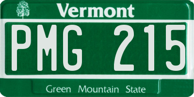 VT license plate PMG215