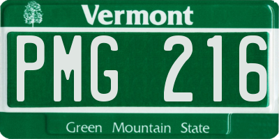 VT license plate PMG216