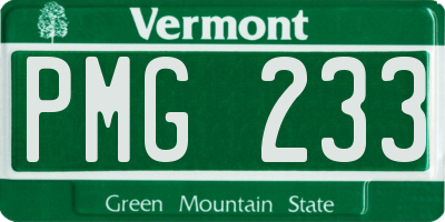 VT license plate PMG233