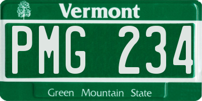 VT license plate PMG234