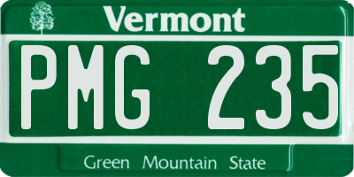 VT license plate PMG235