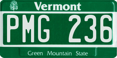 VT license plate PMG236
