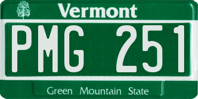 VT license plate PMG251