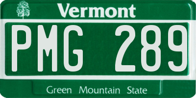 VT license plate PMG289