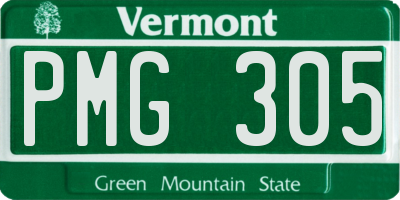 VT license plate PMG305