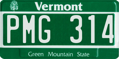 VT license plate PMG314