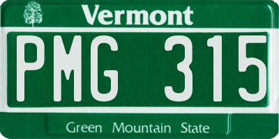 VT license plate PMG315