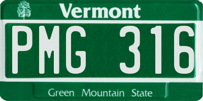 VT license plate PMG316