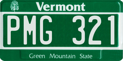 VT license plate PMG321