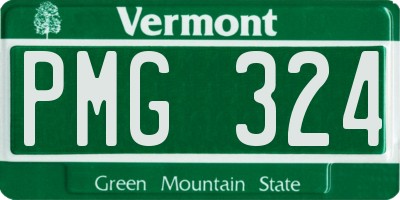 VT license plate PMG324