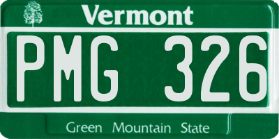 VT license plate PMG326
