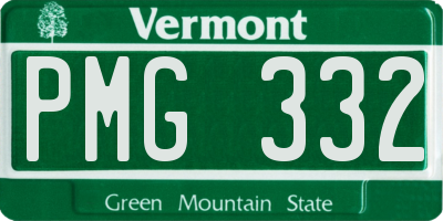 VT license plate PMG332