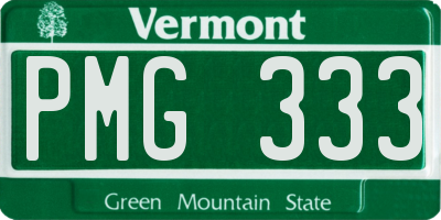 VT license plate PMG333