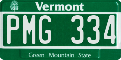 VT license plate PMG334