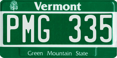 VT license plate PMG335