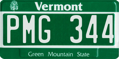VT license plate PMG344