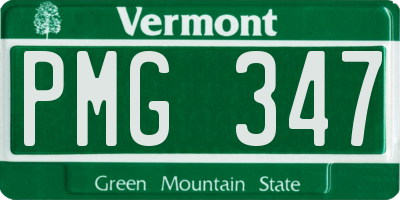 VT license plate PMG347