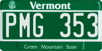 VT license plate PMG353