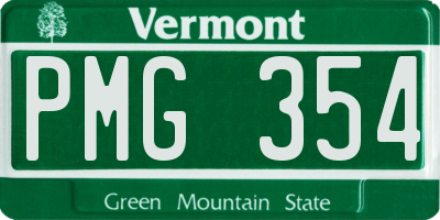 VT license plate PMG354
