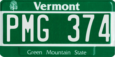 VT license plate PMG374