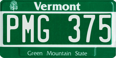 VT license plate PMG375