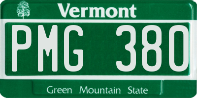 VT license plate PMG380