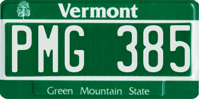 VT license plate PMG385