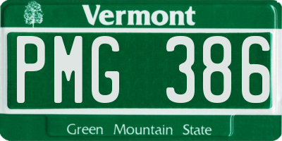 VT license plate PMG386