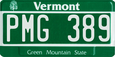 VT license plate PMG389