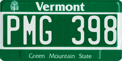 VT license plate PMG398