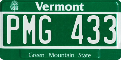 VT license plate PMG433